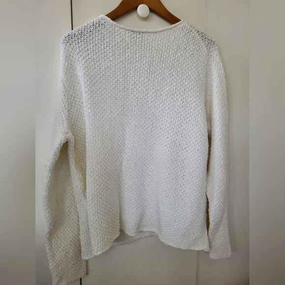 Eileen Fisher White Cotton/Nylon Sweater Sz XL - Picture 2 of 4